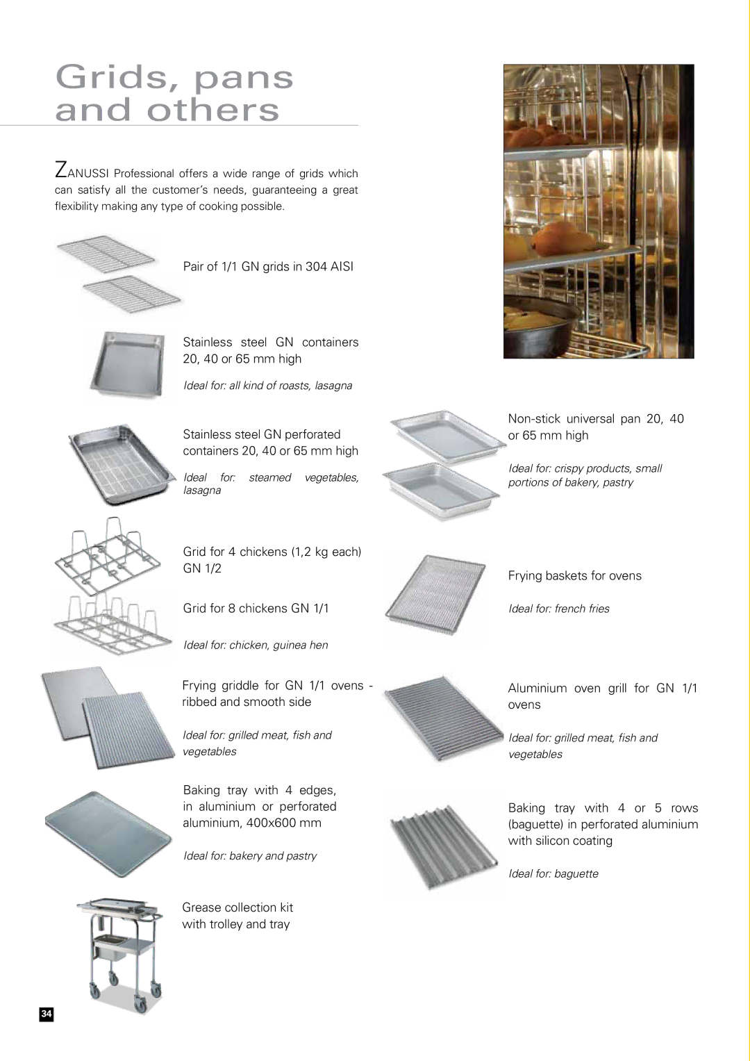 Zanussi Convection Oven manual Grids, pans and others 