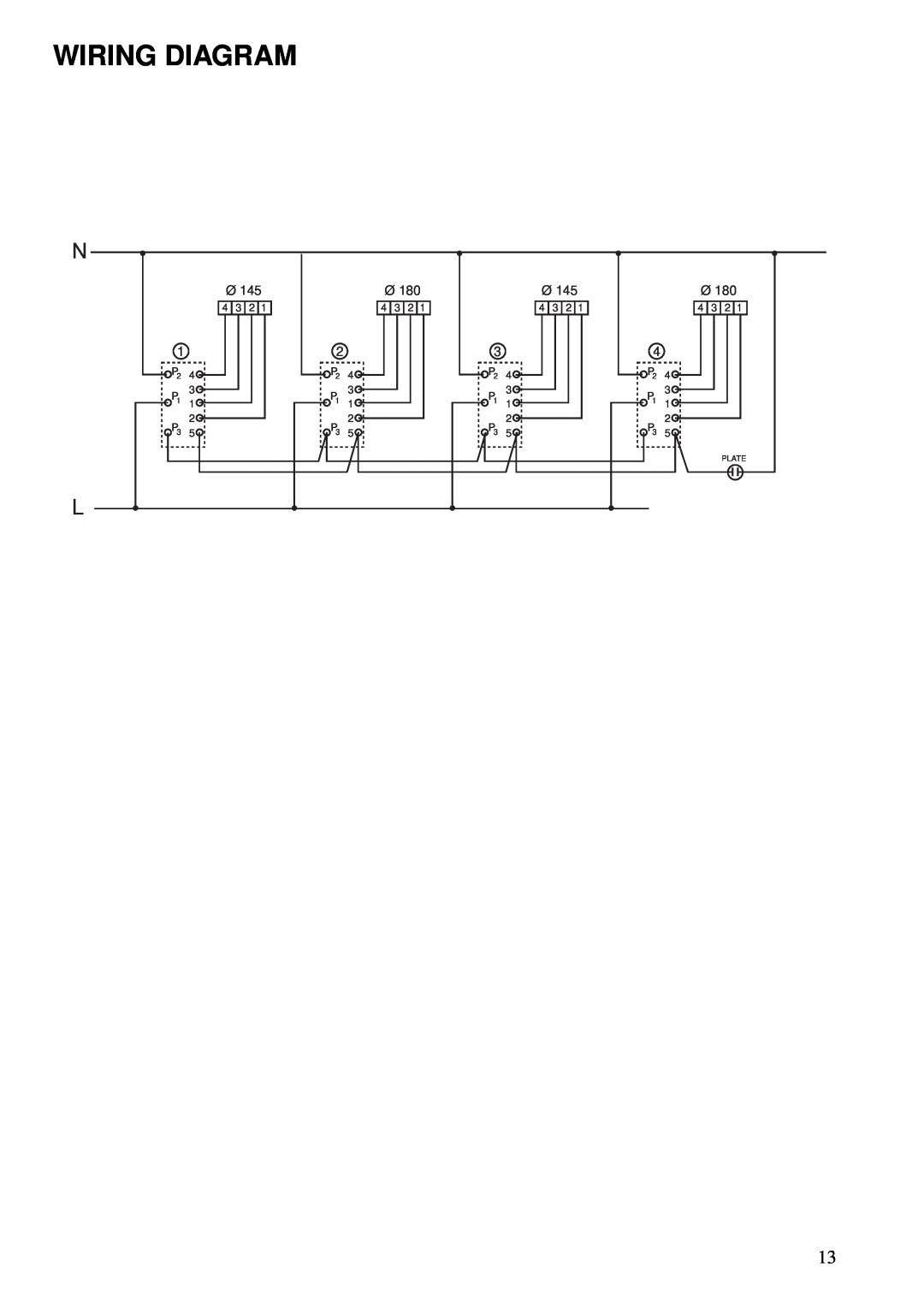 Zanussi Cook Plate manual Wiring Diagram, P2 3 P1 2 P3 