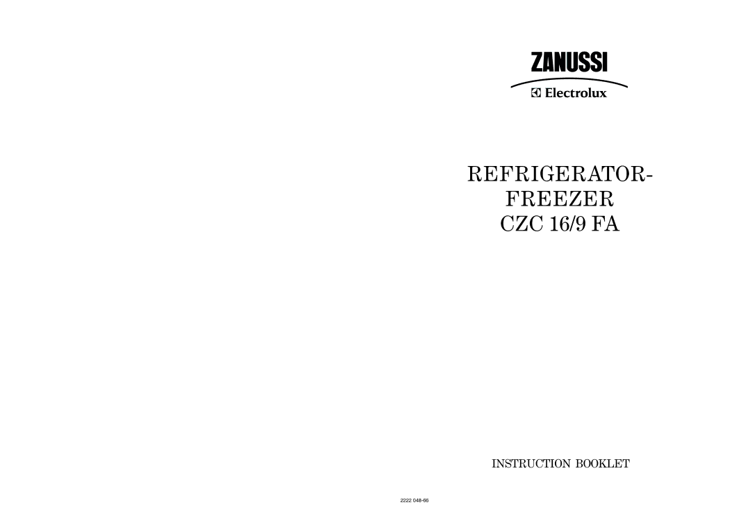 Zanussi CZC 16/9 FA manual Refrigerator Freezer 