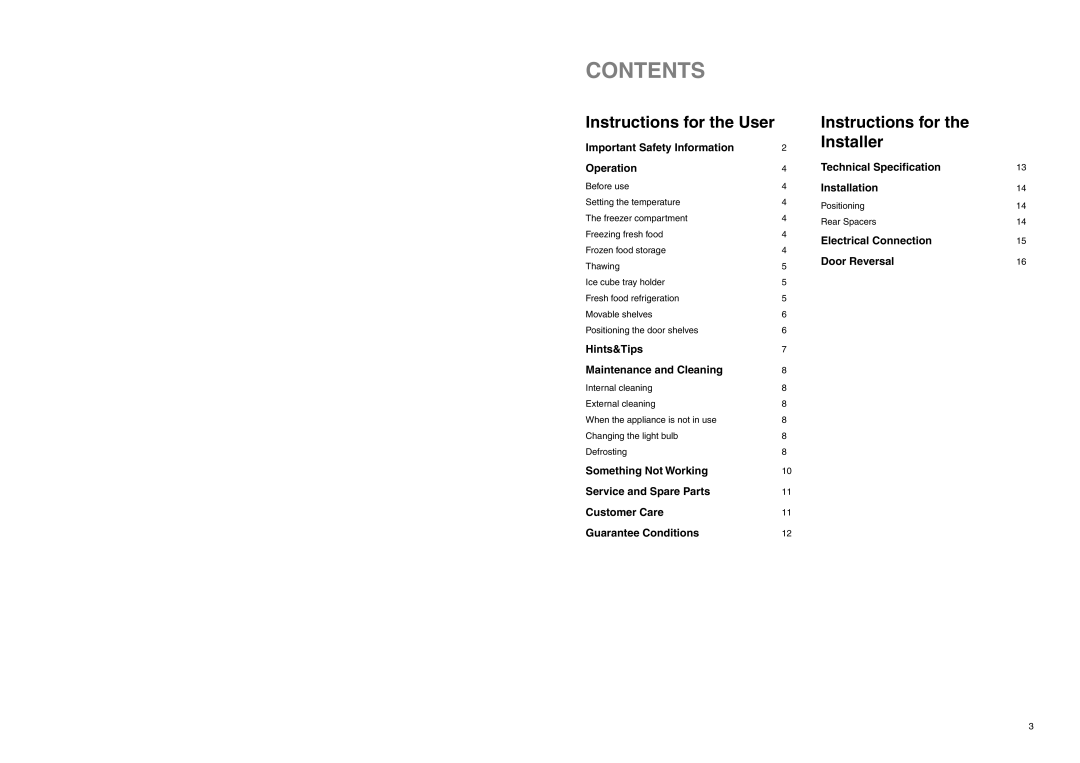 Zanussi CZC 17/6 A manual Contents 