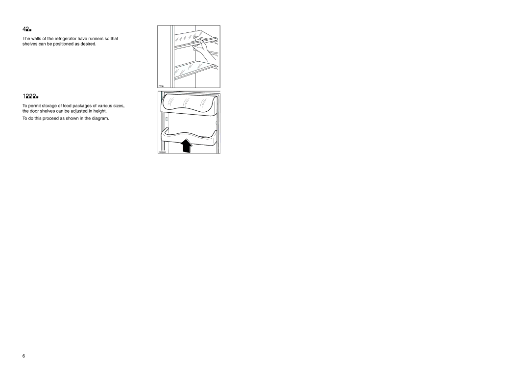 Zanussi CZC 17/6 A manual Movable shelves, Positioning the door shelves 