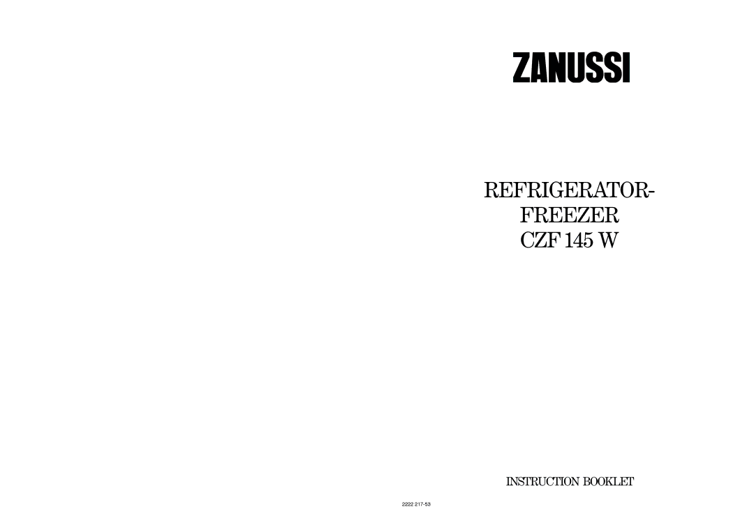 Zanussi CZF 145 W manual Refrigerator Freezer 