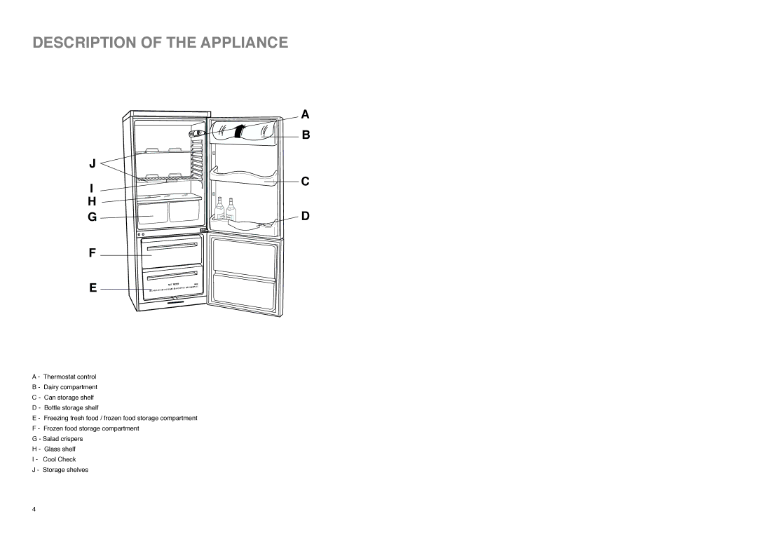 Zanussi CZF 145 W manual Description of the Appliance 