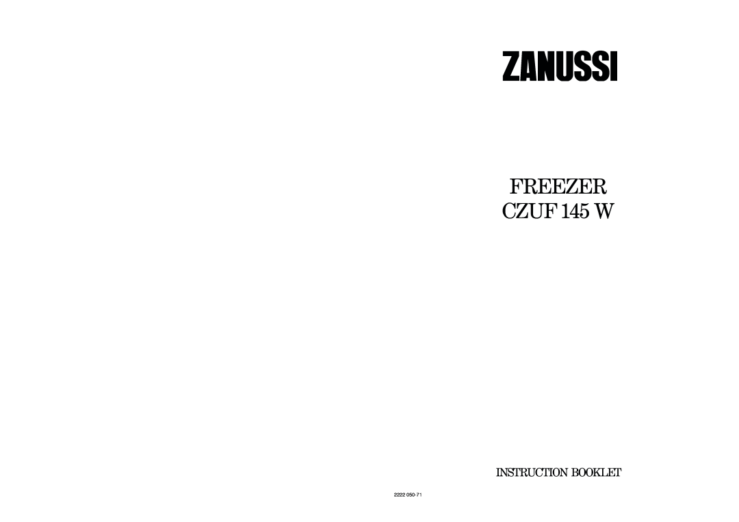 Zanussi manual FREEZER CZUF 145 W, Instruction Booklet, 2222 
