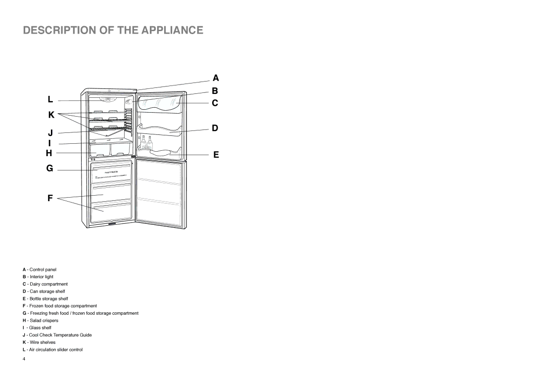 Zanussi CZX 165 SI, CZX 165 W manual Description of the Appliance 