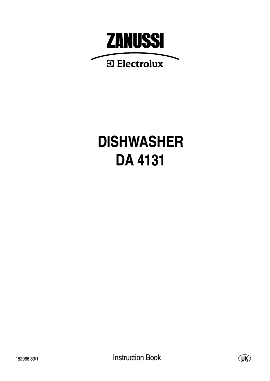 Zanussi DA 4131 manual Dishwasher Da, Instruction Book 