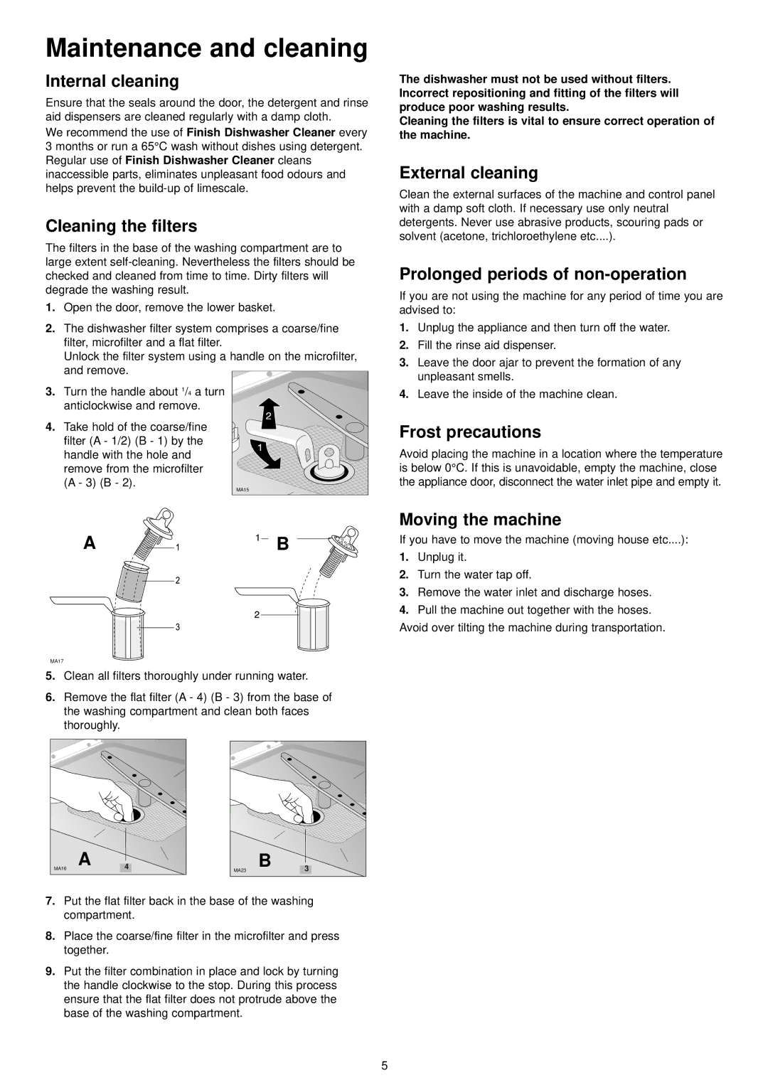 Zanussi DA 4142 manual Maintenance and cleaning 