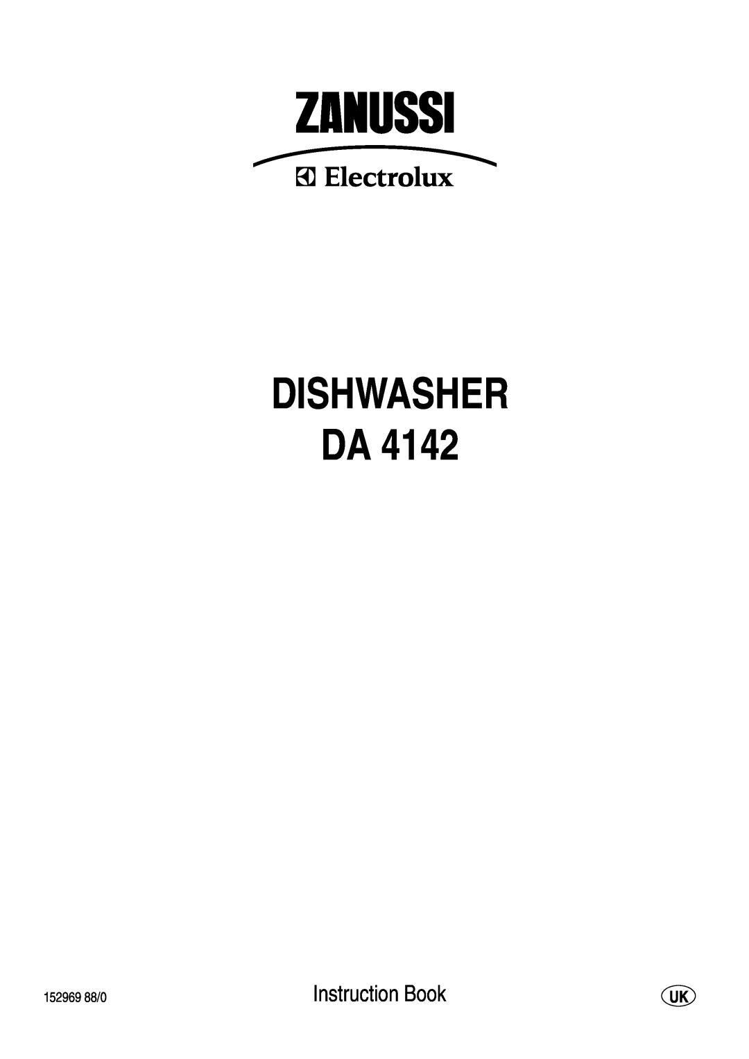 Zanussi DA 4142 manual Dishwasher Da, Instruction Book 