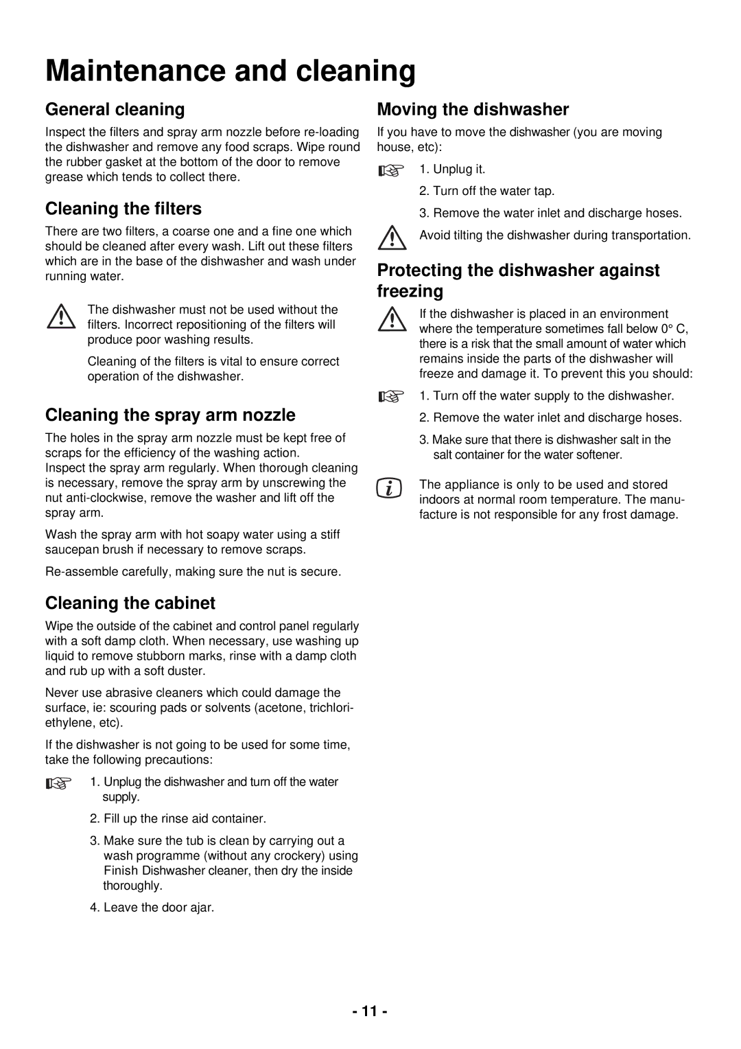 Zanussi DCE 5655 manual Maintenance and cleaning 