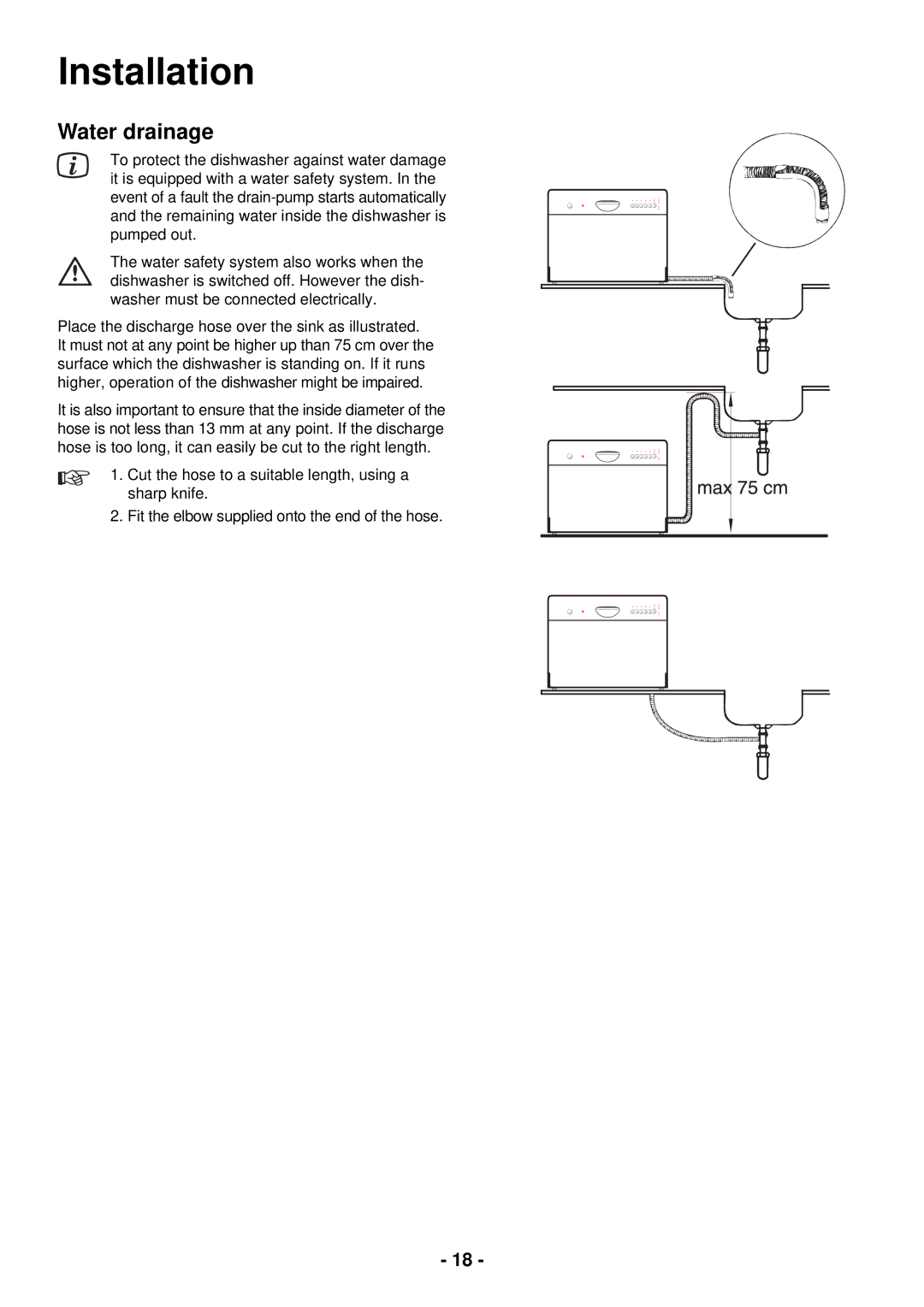 Zanussi DCE 5655 manual Water drainage 