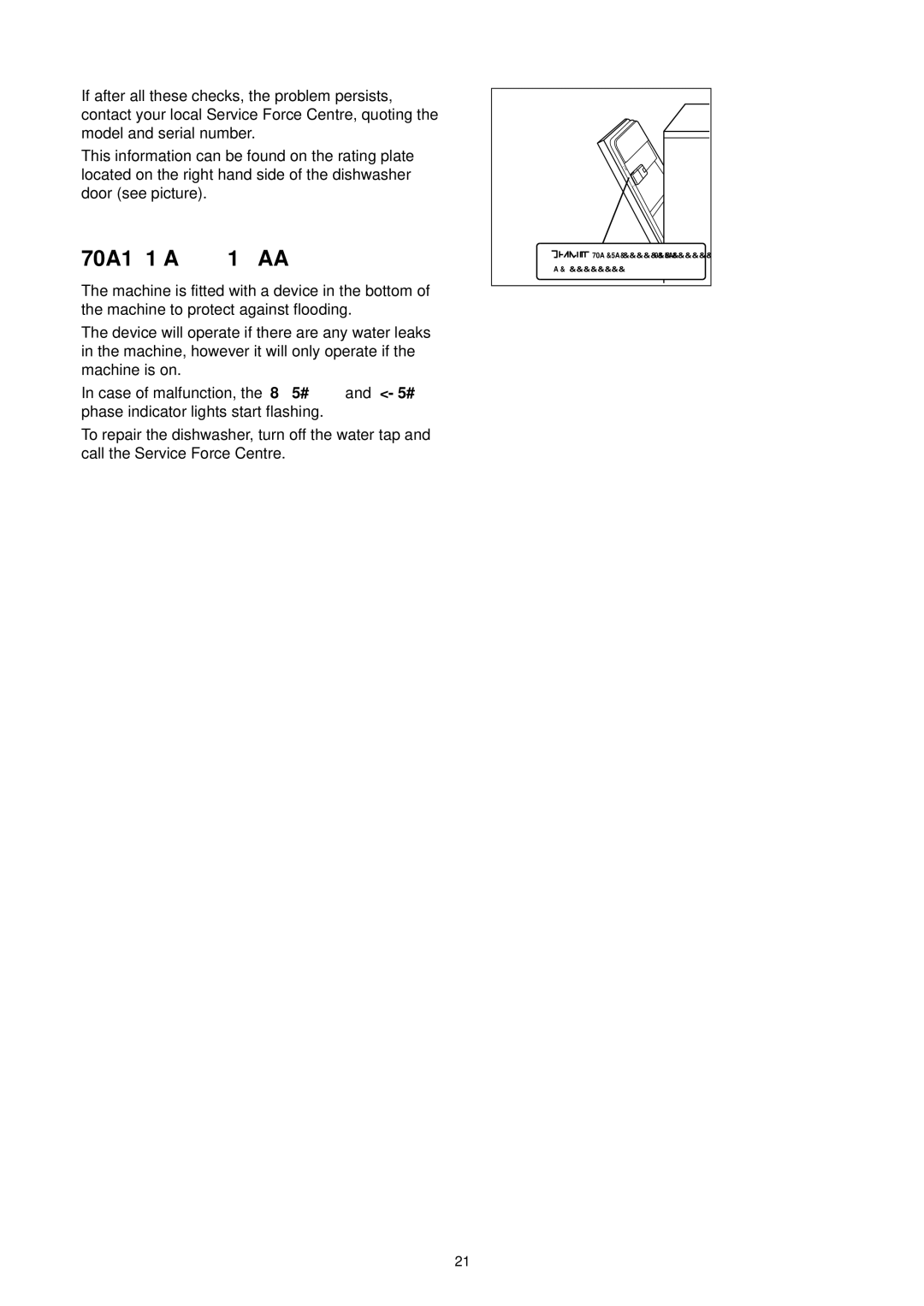 Zanussi DE 4744 manual Protection against flooding, Case of malfunction 