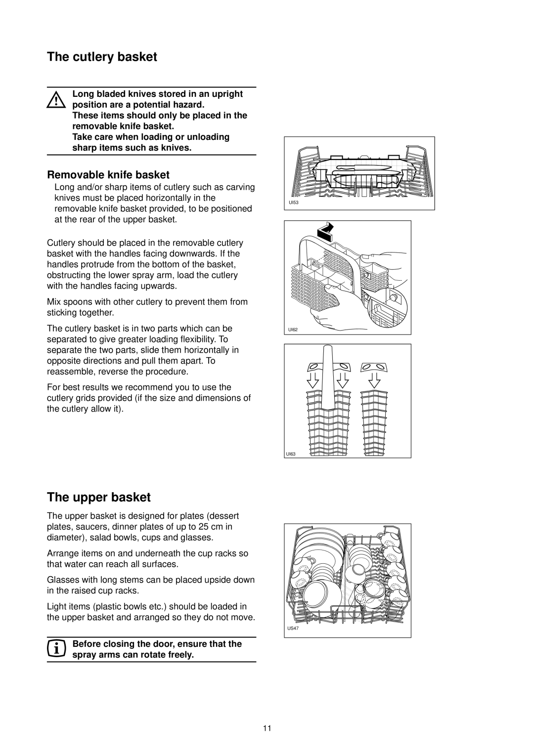 Zanussi DE 6544 manual Cutlery basket, Upper basket, For best results we recommend you to use 