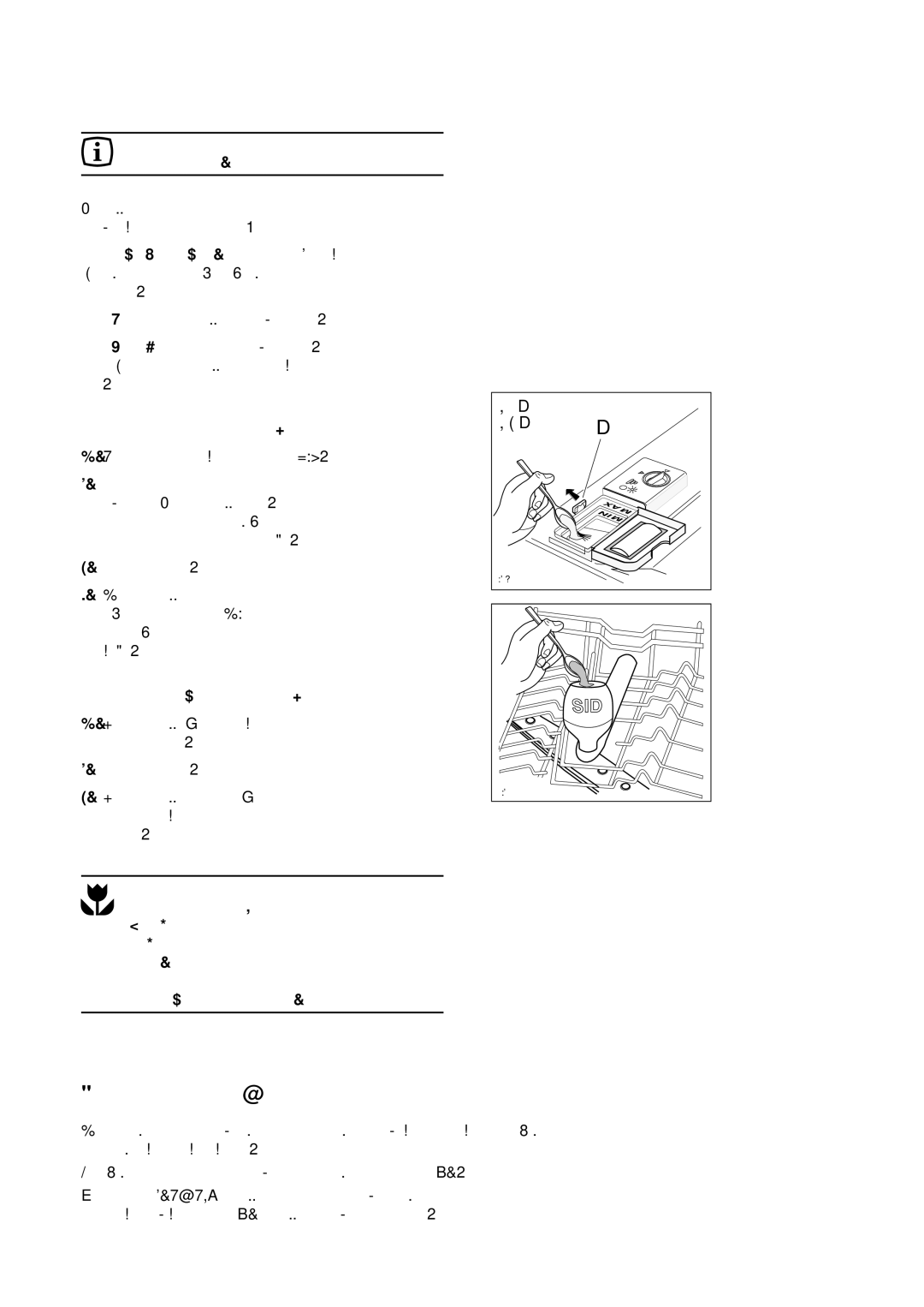 Zanussi DE 6544 manual Use of detergent, Compact detergents with enzymes 