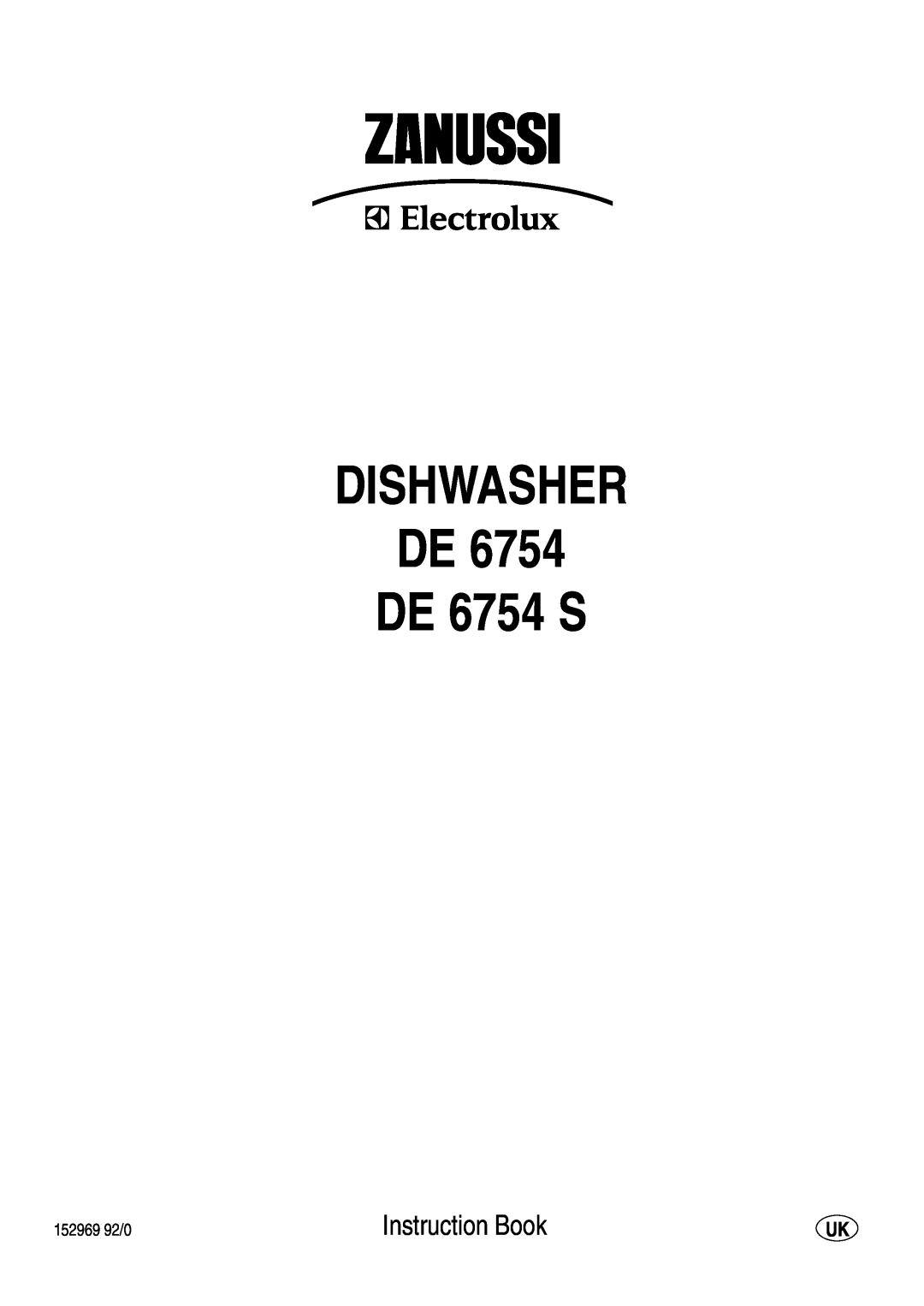 Zanussi manual DISHWASHER DE DE 6754 S, Instruction Book 