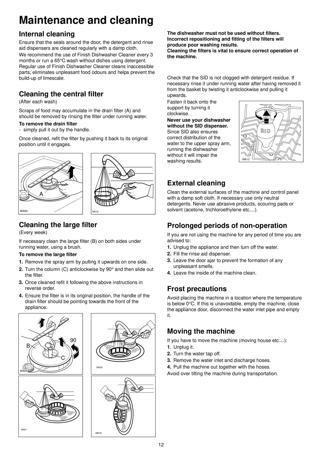 Zanussi DE 6755 manual Maintenance and cleaning 