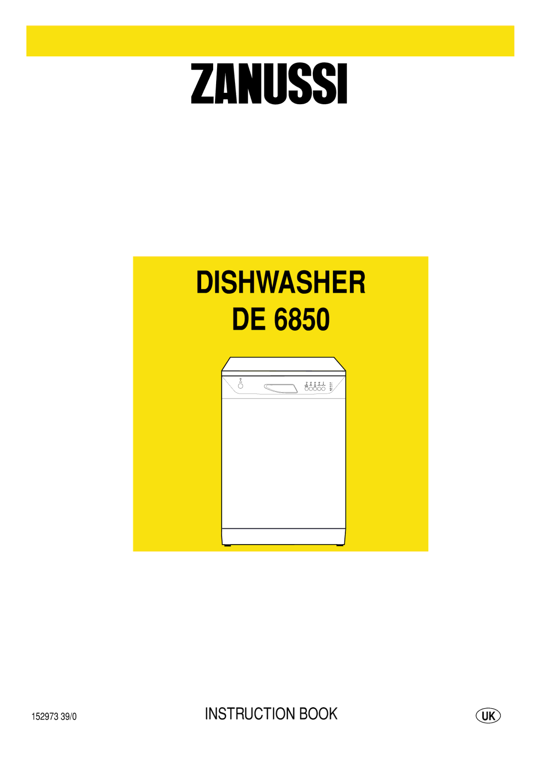 Zanussi DE 6850 manual Dishwasher 