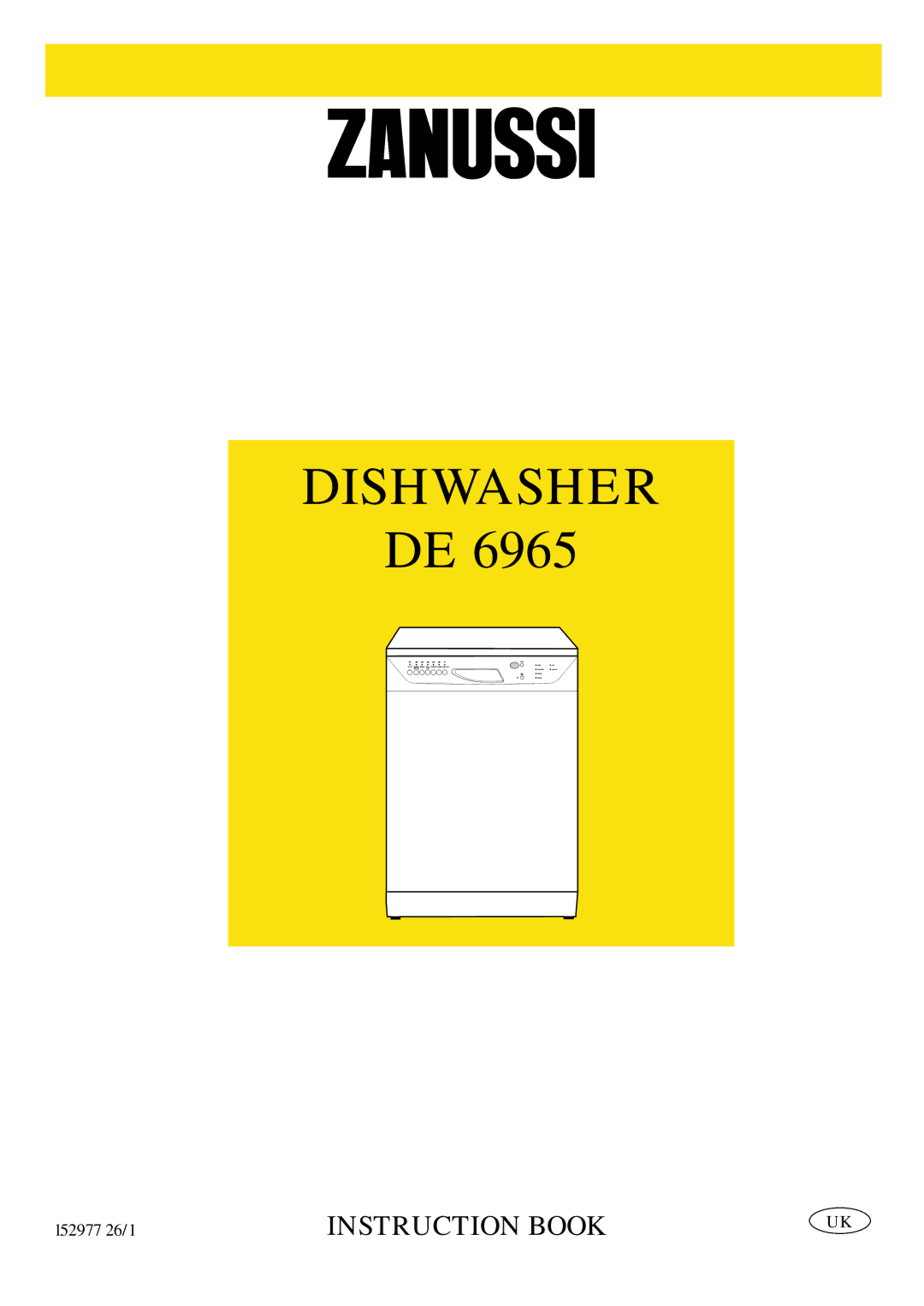 Zanussi DE 6965 manual Dishwasher 