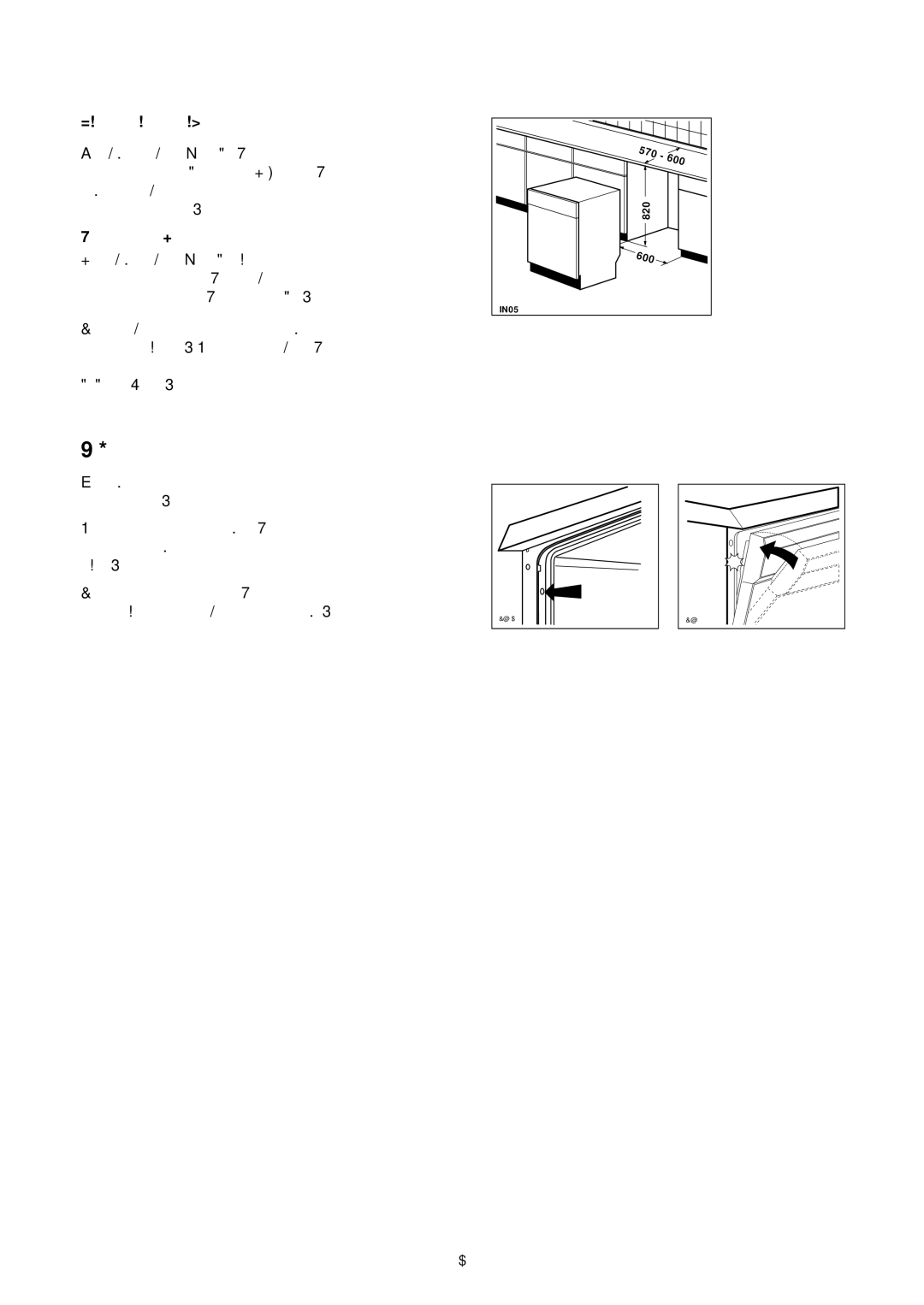 Zanussi DE 6965 manual Fitting under a counter, Levelling, Kitchen worktop or sink 