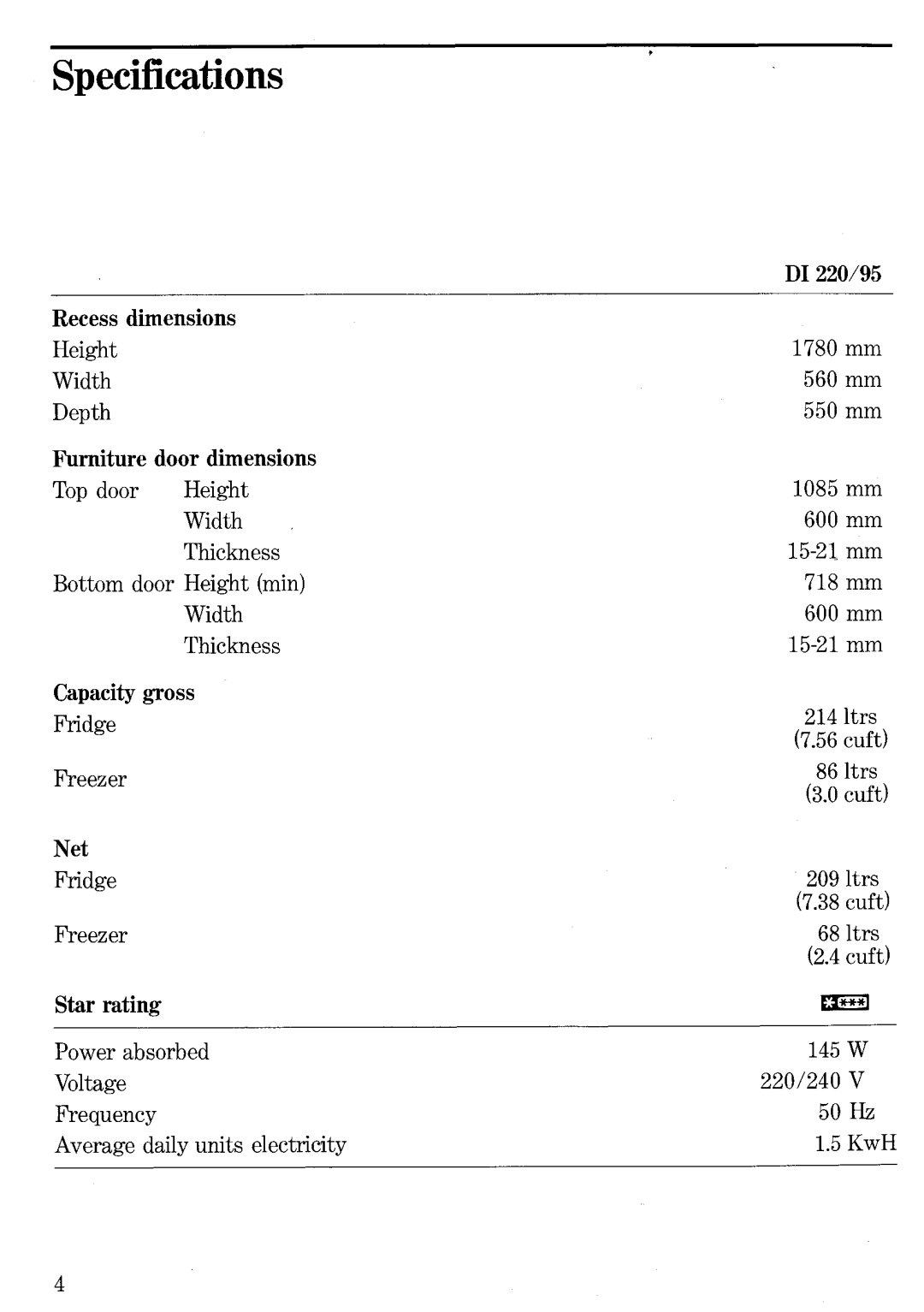 Zanussi Di220/95 manual 