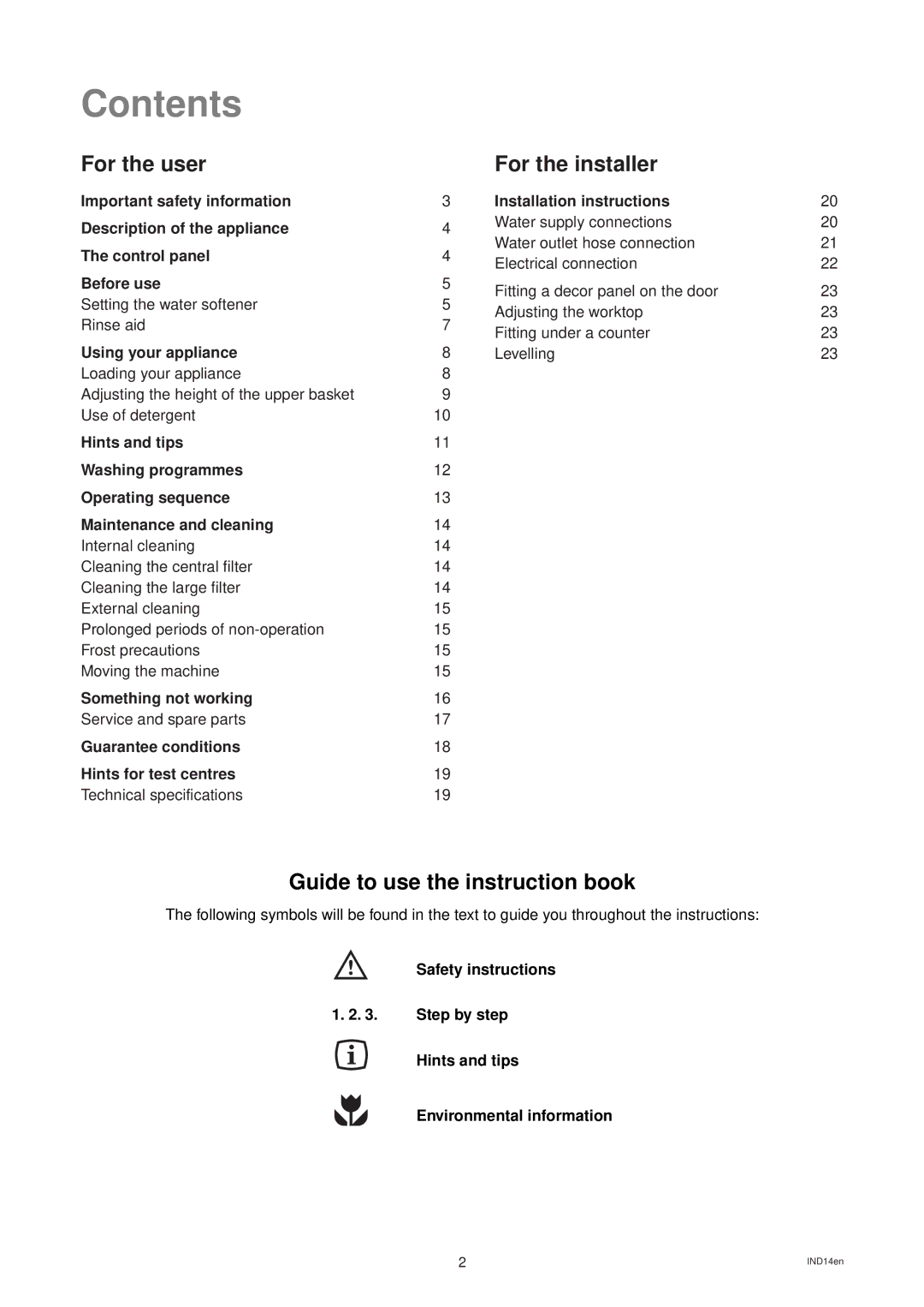 Zanussi DW 929 manual Contents 