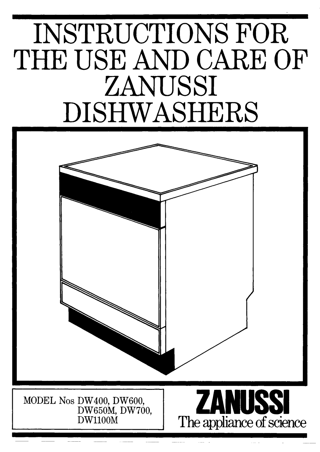 Zanussi DW650M, DW600, DW1100M, DW400, DW700 manual 