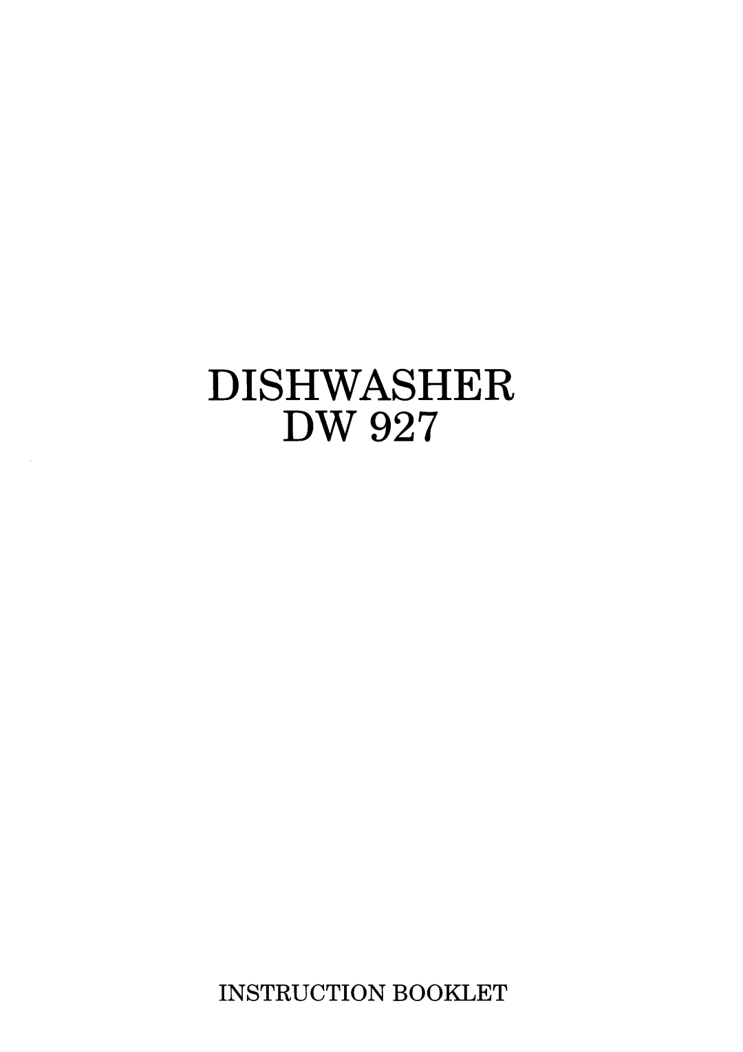 Zanussi DW927 manual 