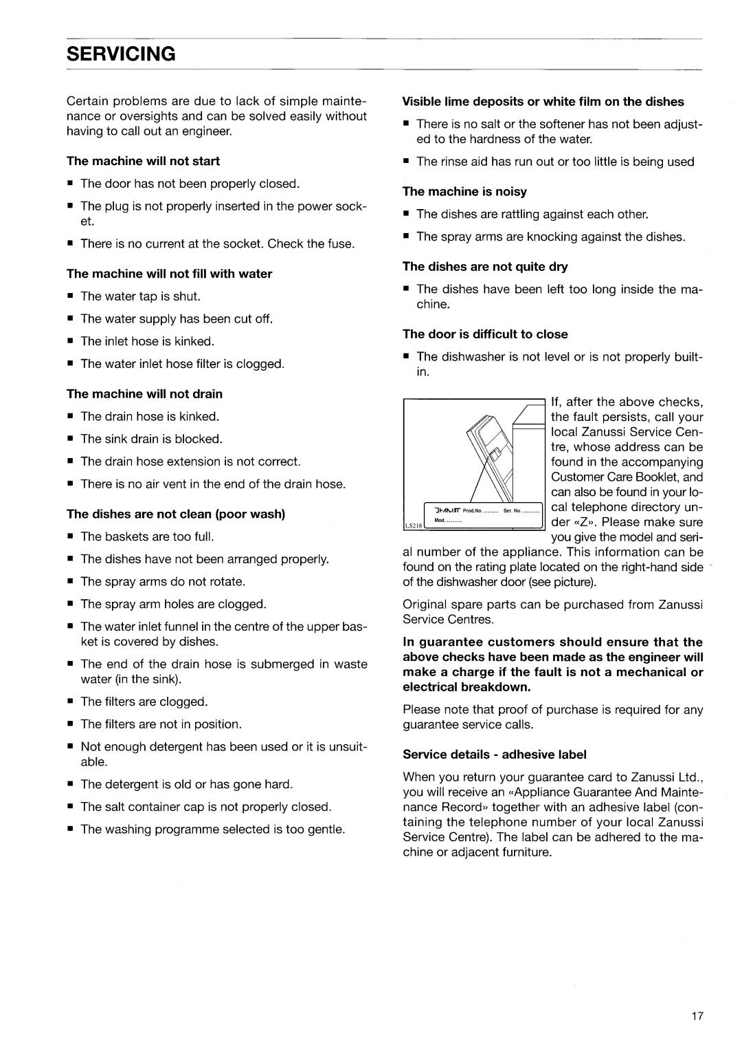 Zanussi DW927 manual 