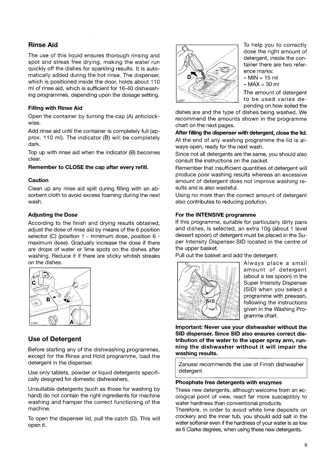 Zanussi DW927 manual 