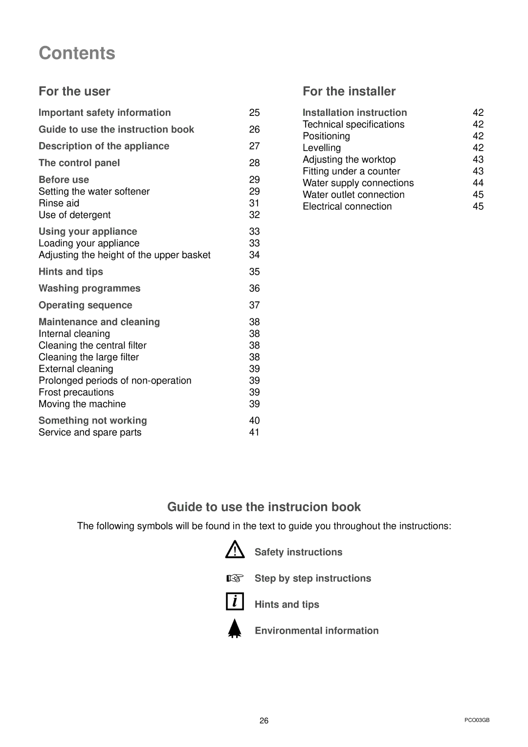 Zanussi DWS 6726 manual Contents 