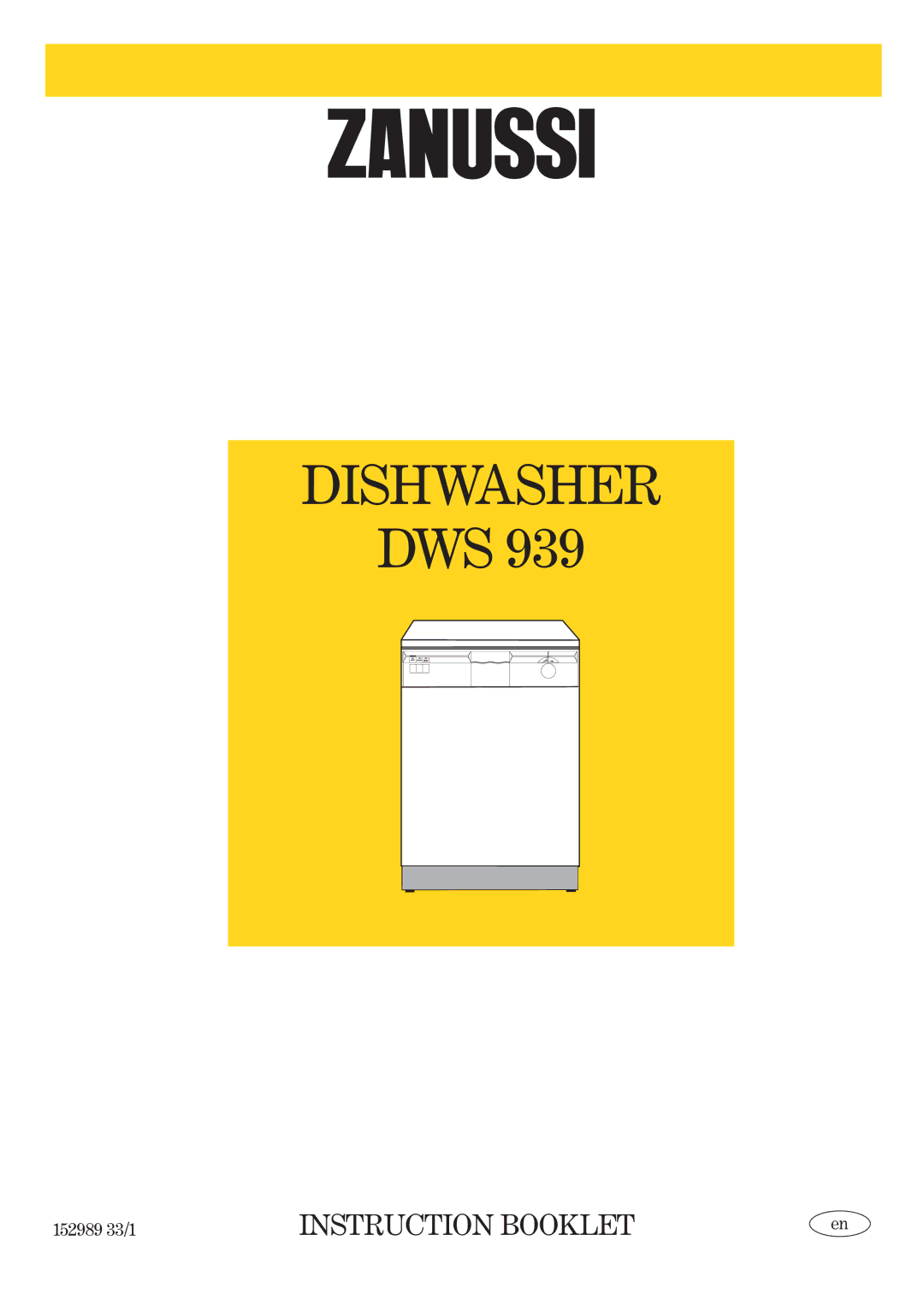 Zanussi DWS 939 manual Dishwasher 