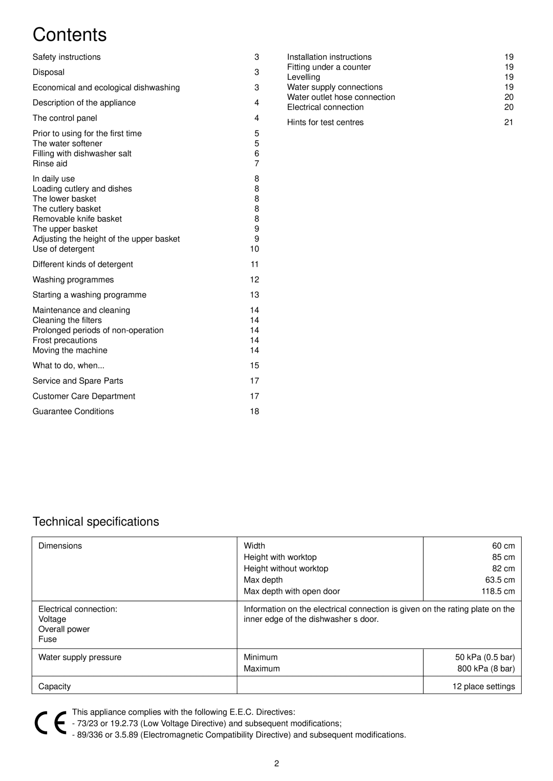 Zanussi DX 6450 manual Contents 