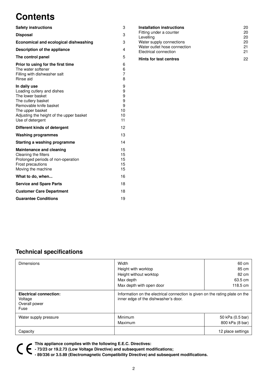 Zanussi DX 6451 manual Contents 