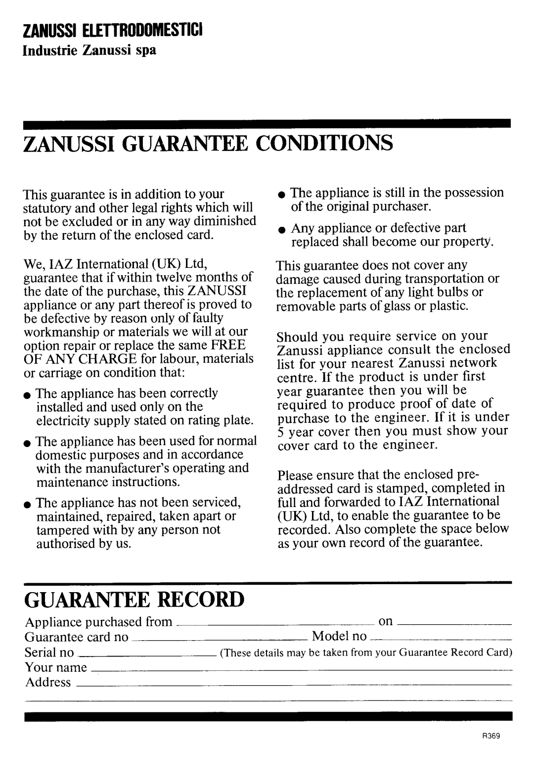 Zanussi EB2465 manual 