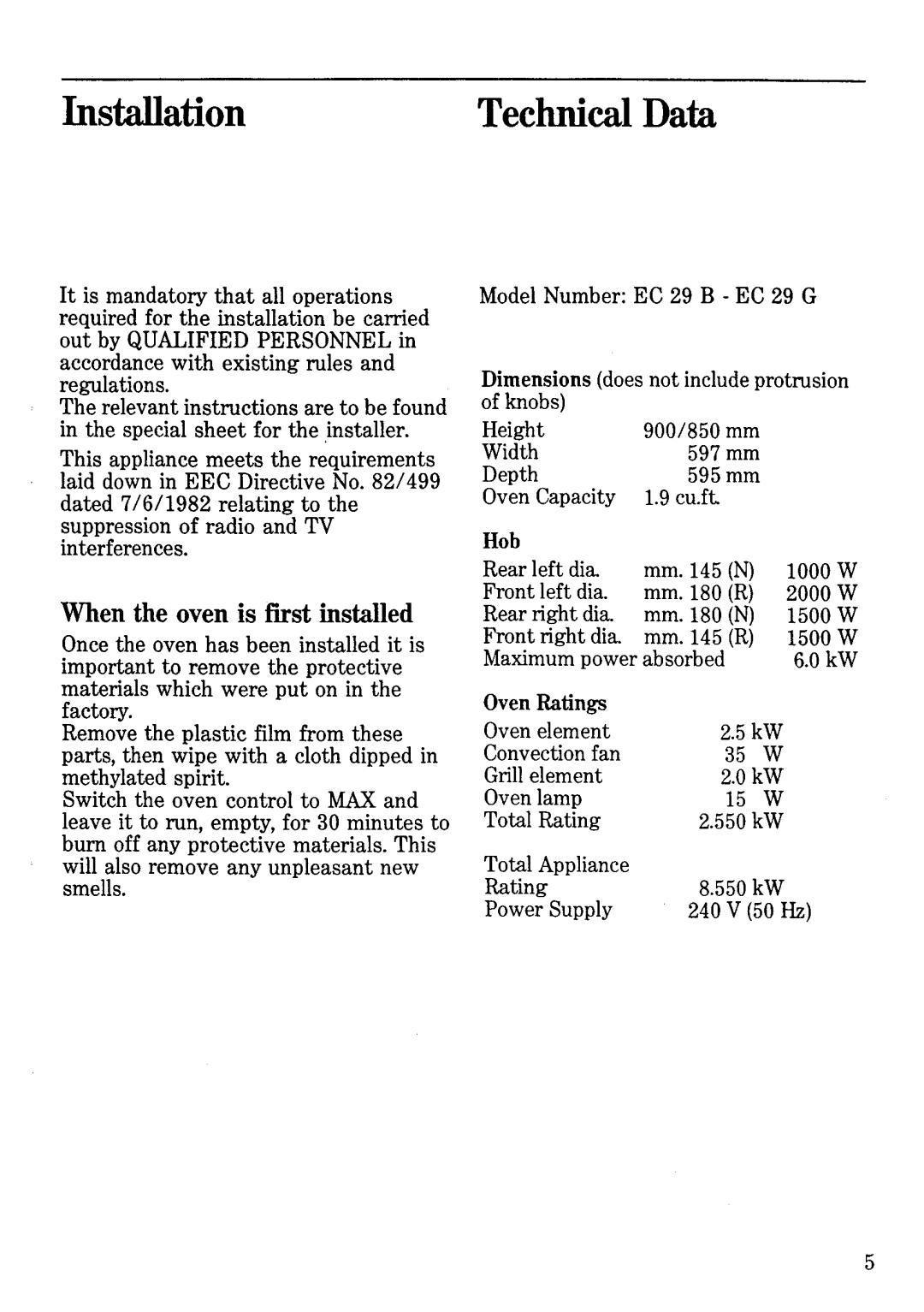 Zanussi EC29 G, EC29 B manual 