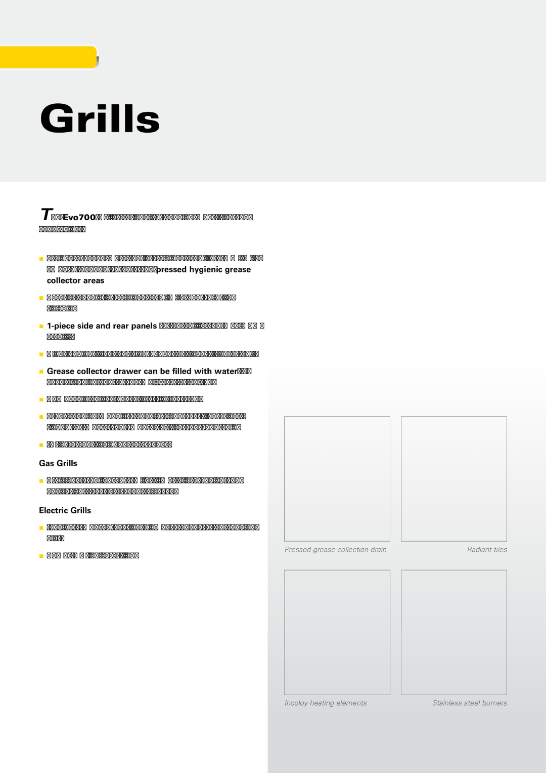 Zanussi EVO700 manual Gas Grills, Electric Grills 