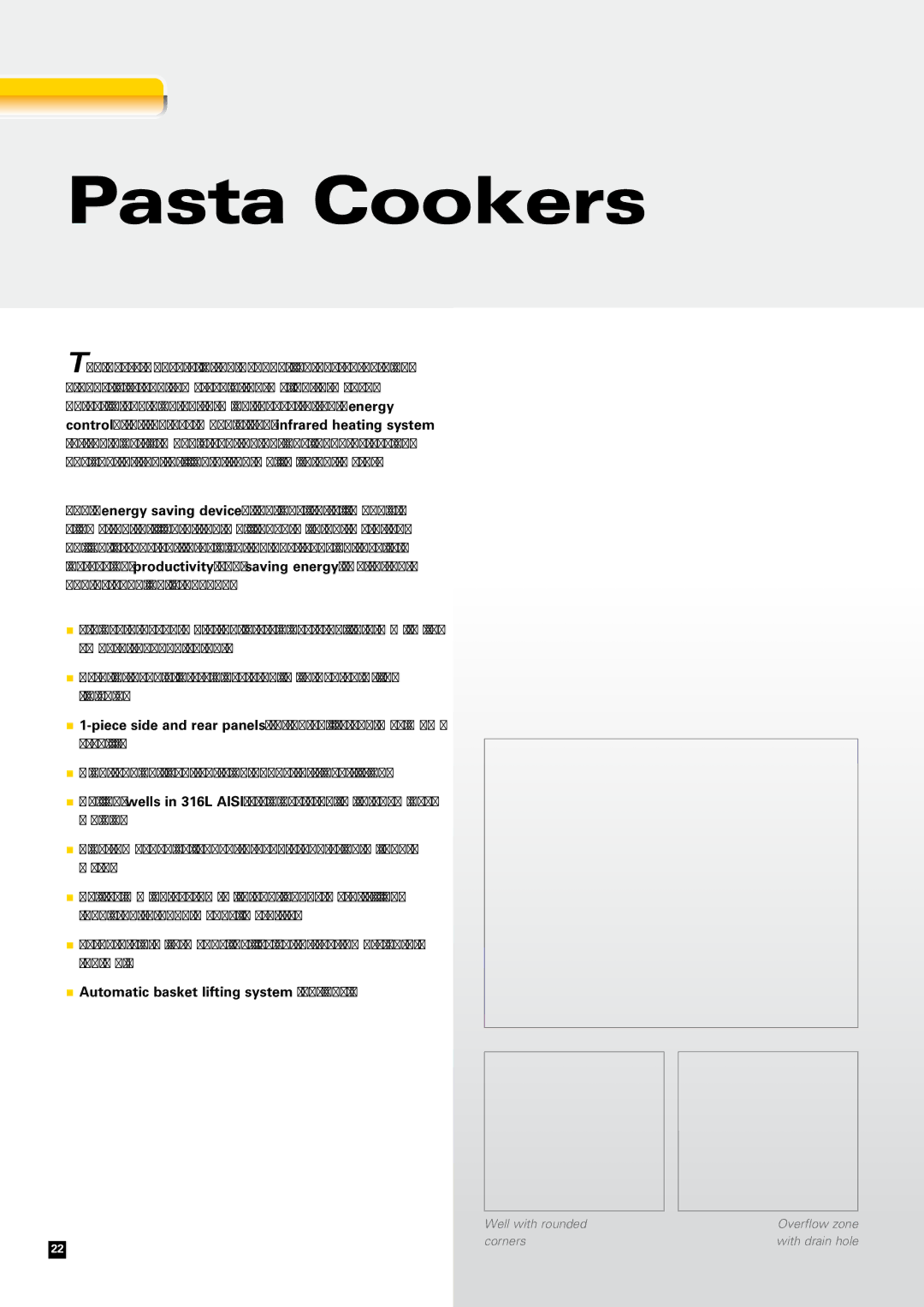 Zanussi EVO700 manual Pasta Cookers, Automatic basket lifting system optional 