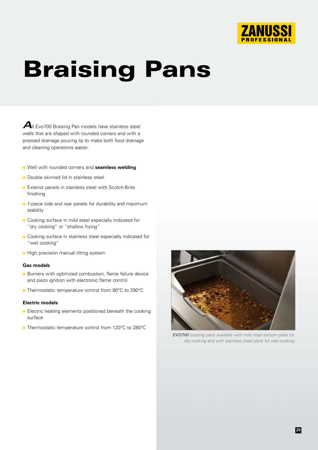 Zanussi EVO700 manual Braising Pans 