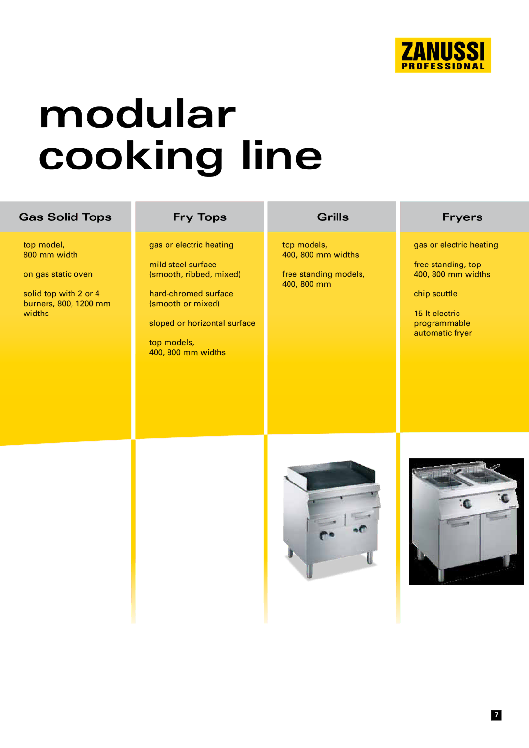 Zanussi EVO700 manual Gas Solid Tops Fry Tops Grills, Fryers 