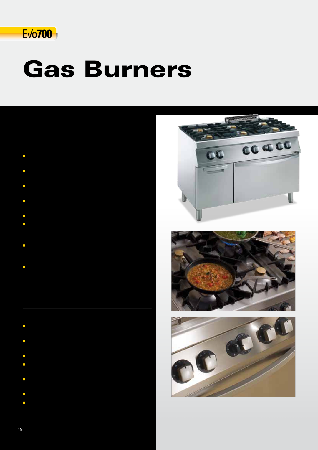 Zanussi EVO700 manual Gas Burners, Gas Static Oven 