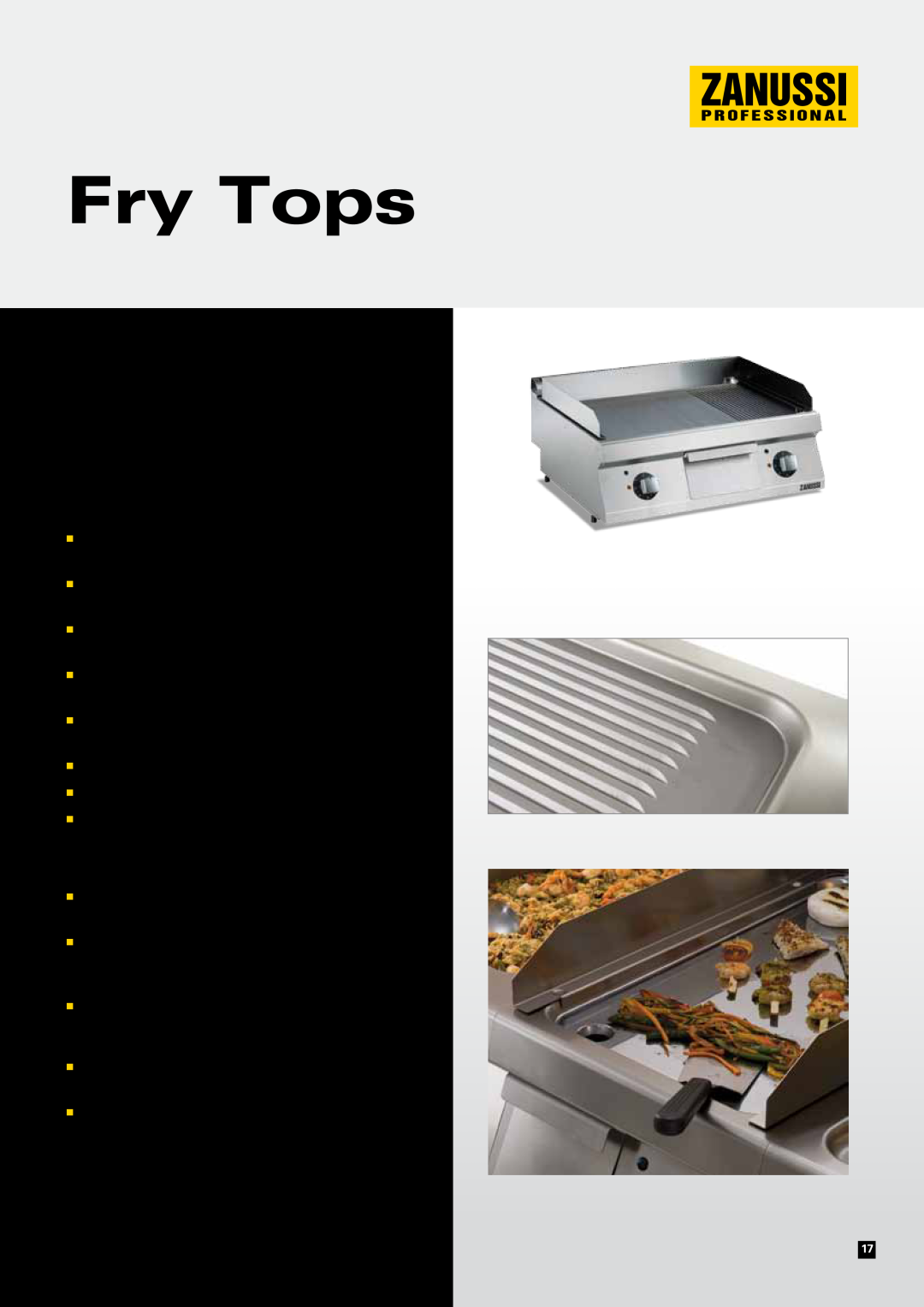 Zanussi EVO700 manual Fry Tops, Gas heating, Electric heating 