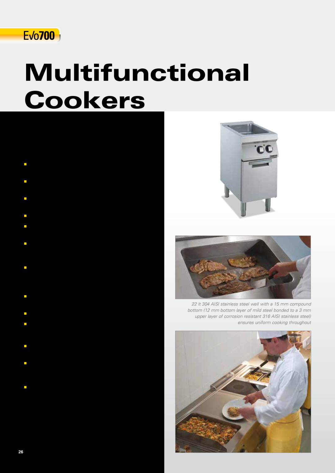 Zanussi EVO700 manual Multifunctional Cookers, Gas models, Electric models 