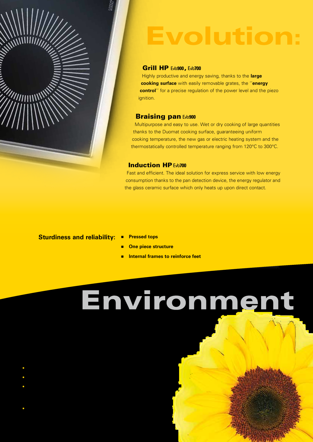 Zanussi EVO700 manual Environment, new functions, Sturdiness and reliability, GrillEvolutionHP, ConvectionGrill HPOven 