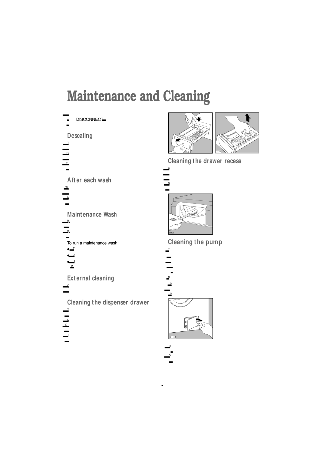 Zanussi F 1203 W manual Maintenance and Cleaning 