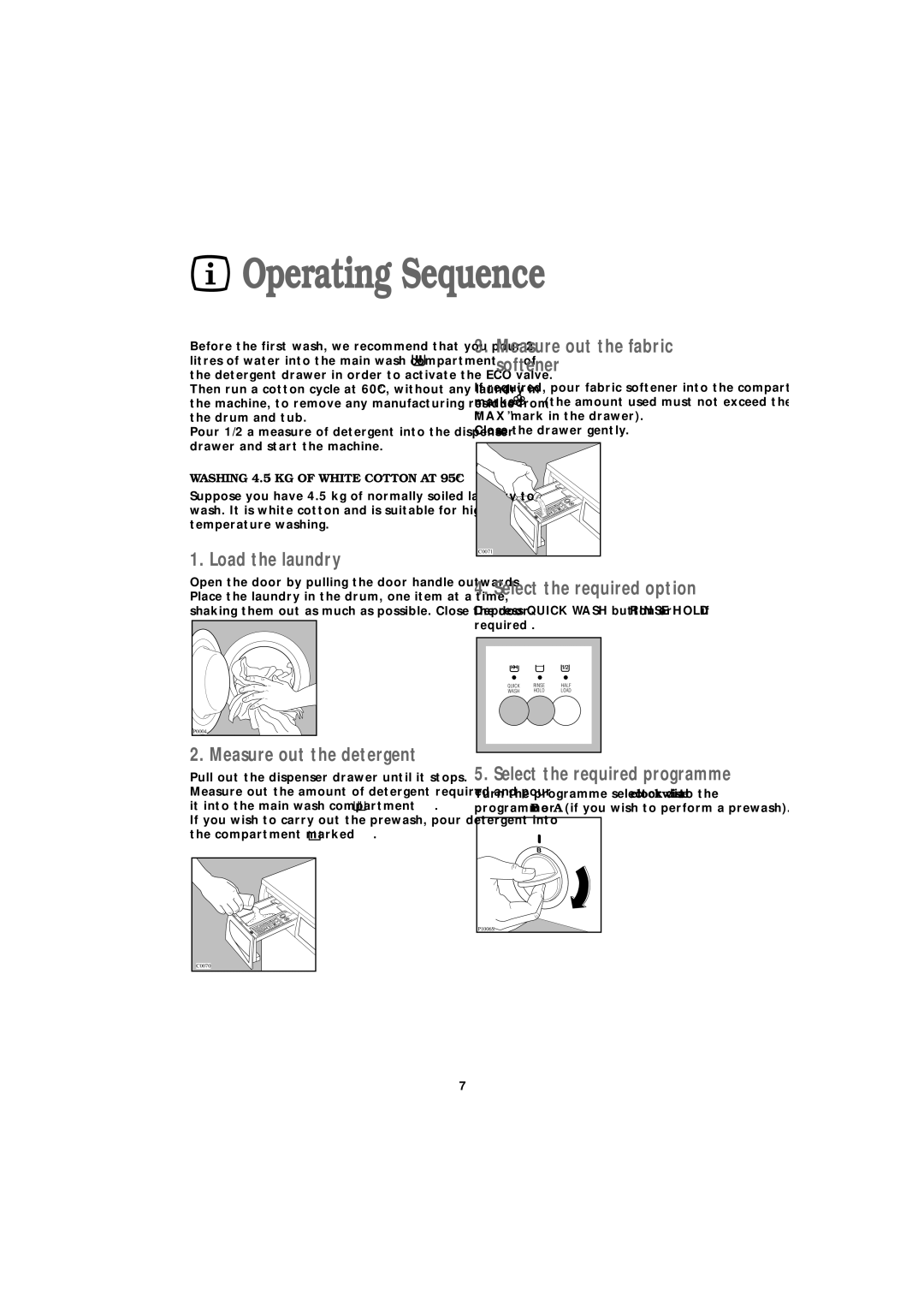 Zanussi F 1203 W manual Operating Sequence 