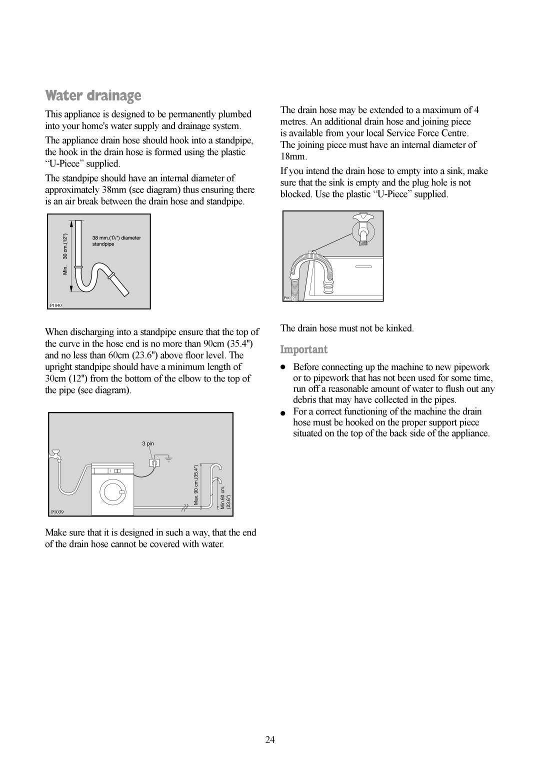 Zanussi F1003 W manual Water drainage 