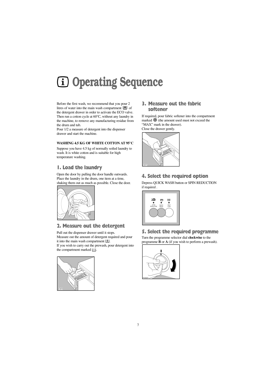 Zanussi F1045 W, F1245 W manual Operating Sequence 