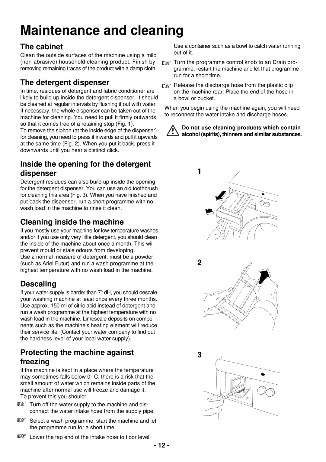 Zanussi FC 1200W manual Maintenance and cleaning 