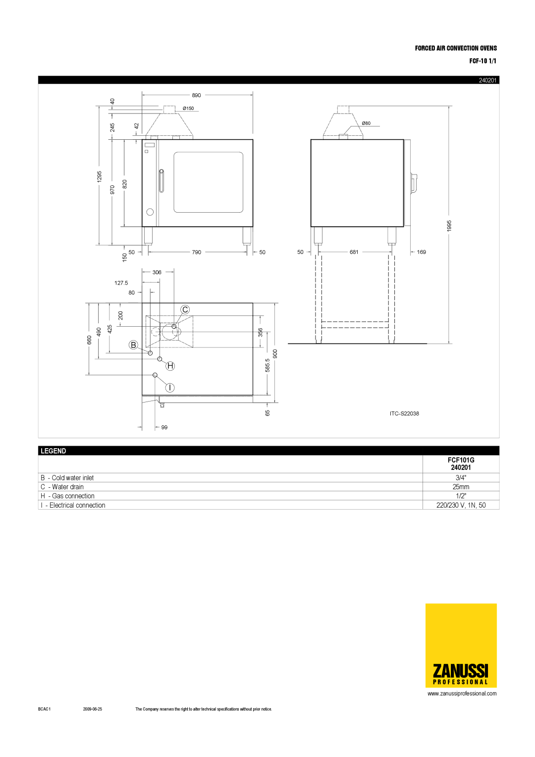 Zanussi 240269, FCF-10 1/1, 240227, 240201, 240206, 240212, FCF101ELN, FCF101G6, FCF101ENS dimensions Zanussi 