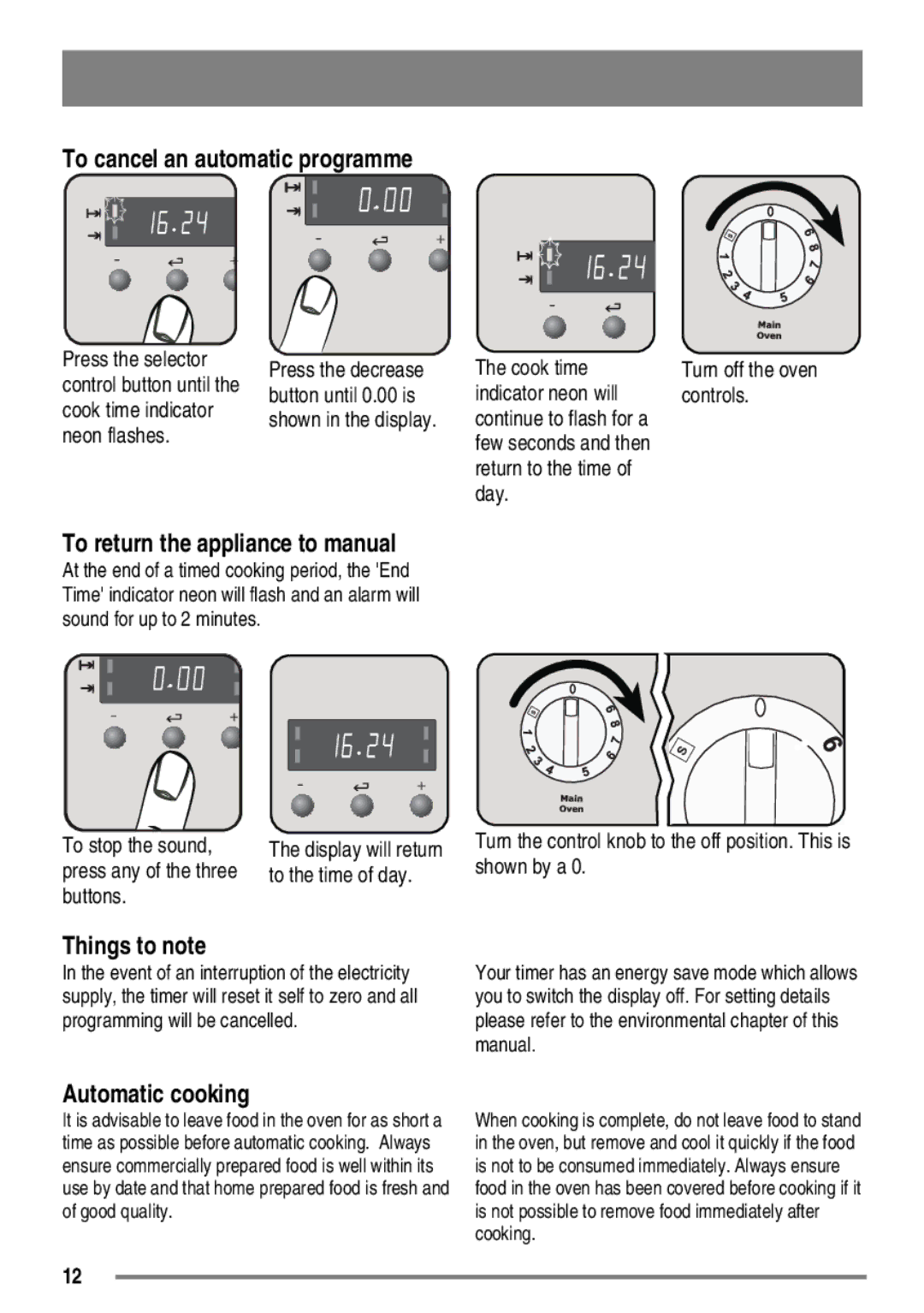 Zanussi FH10 user manual Cook time indicator, To stop the sound, To the time of day, Buttons 