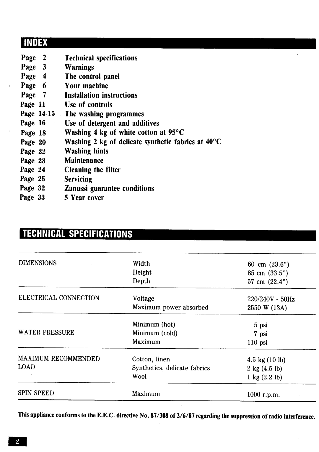 Zanussi FJ 1033 manual 